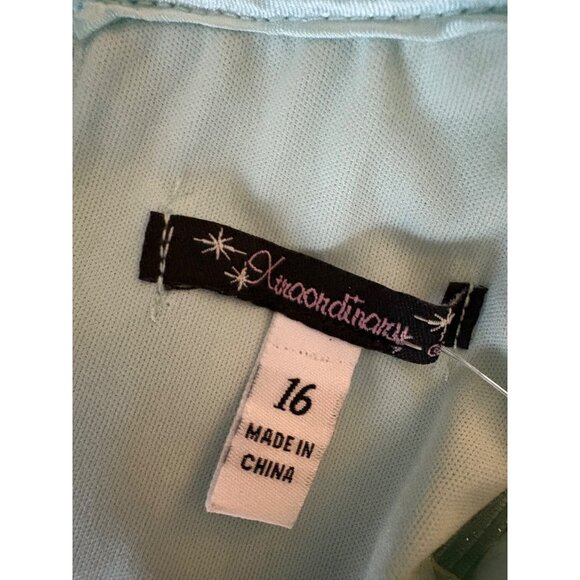 Xtraordinary Girls Size 16 Mint Green Glitter High-Neck A-Line Long Maxi Dress - Picture 8 of 10